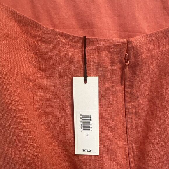 NWT Banana Republic Lisa 100% Linen Open Back Mini Dress Size 10 Coral Cocktail - Picture 7 of 10